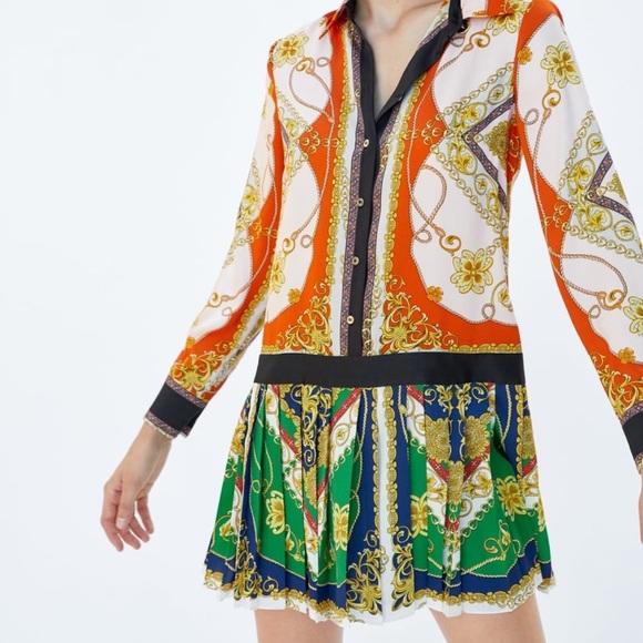 zara patchwork chain dress